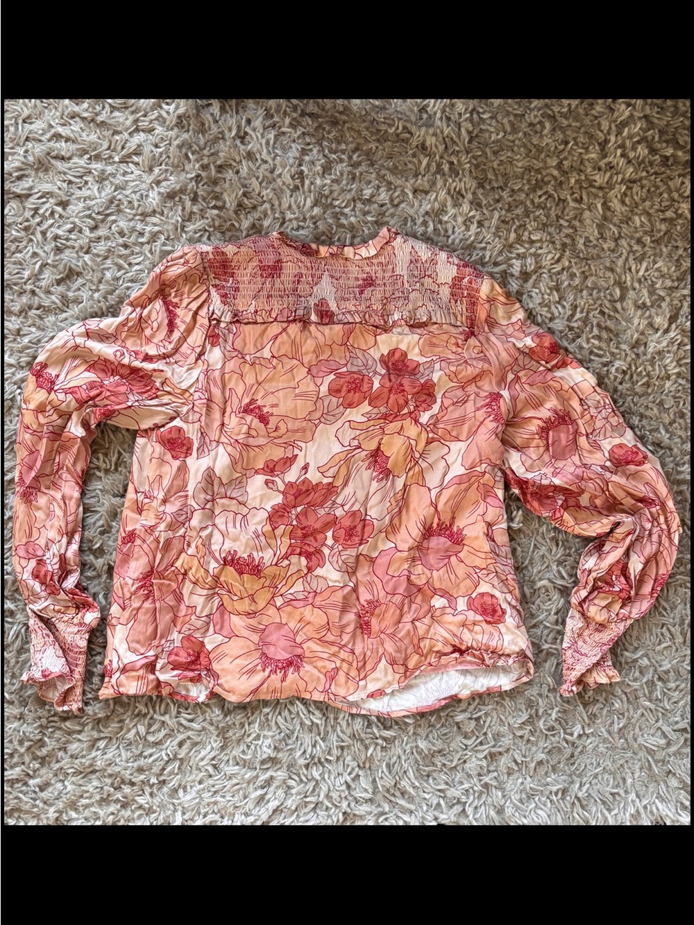 Floral Peach Tie-Front Long-Sleeve Blouse - Picture 3 of 7